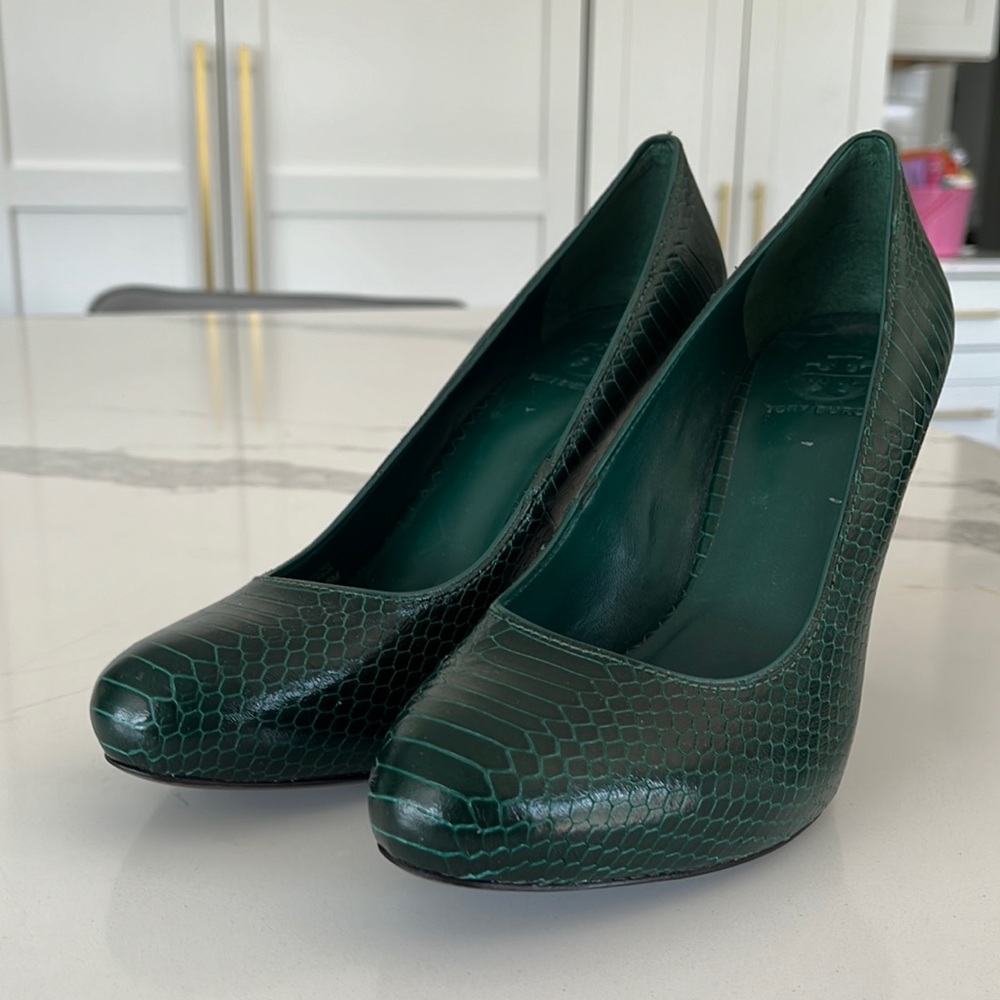 Brand new,Tory Burch stilettos, dark green, 4 inch heel
